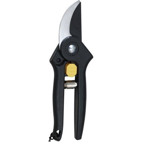 Bypass-Gartenschere, hochwertige Stahlklingen mit Antihaftbeschichtung, Länge: 18,6 cm, Schwarz (1/3)