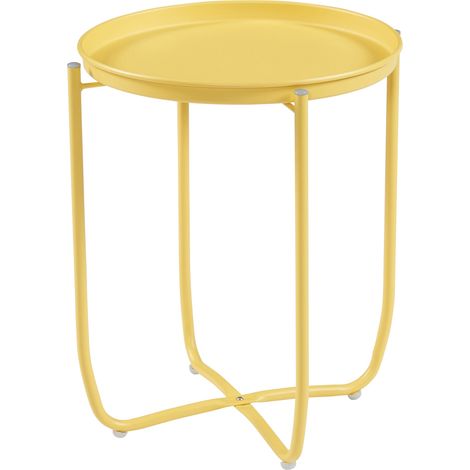 Tavolino da caffè con consolle laterale e piano in acciaio rimovibile 53 x 40 cm giallo 030010761