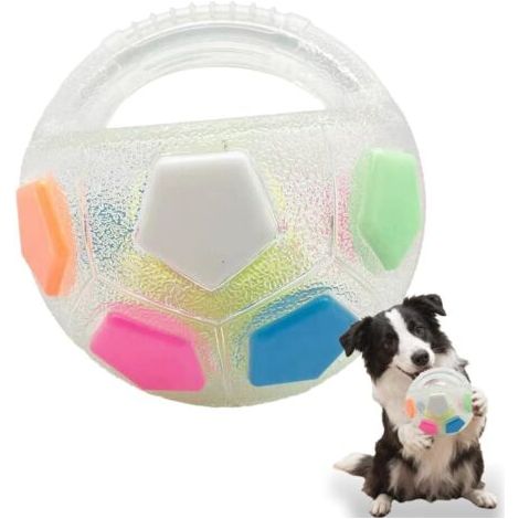 Balle Anti-Stress pour Chien, Balle Apaisante pour Chien, Indestructible Ballon pour Chiens, Jeu de Lancer et Rapporter avec Poignée, Couineur Intégré, pour Petites et Moyennes Races