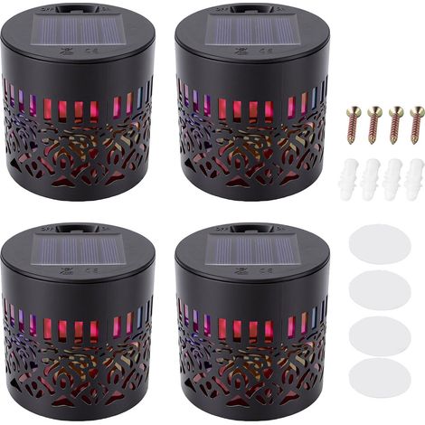 Lot de 4 lampes solaires mandala étanches IP45, 7 couleurs changeantes, décoratives pour terrasse, escalier, muret, jardin ou patio. (1/5)