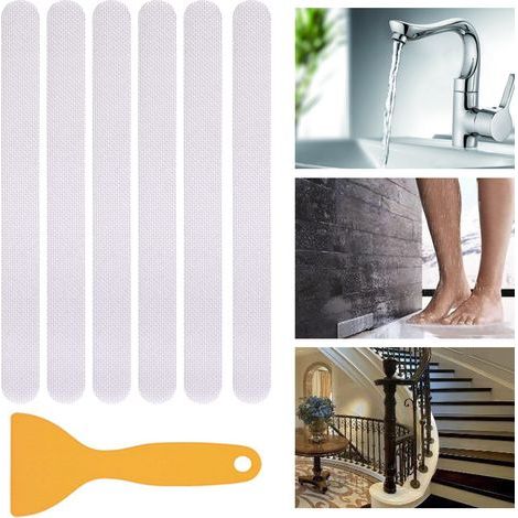 Striscia antiscivolo impermeabile, antitraccia e autoadesiva per bagno, 2 x 38 cm, 12 strisce (1/5)