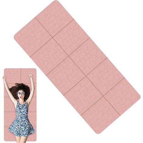 Tapis de yoga pliable - Tapis de voyage et de fitness - Sport et méditation - Antidérapant et imperméable - 183 x 61 cm - Rose clair (1/5)