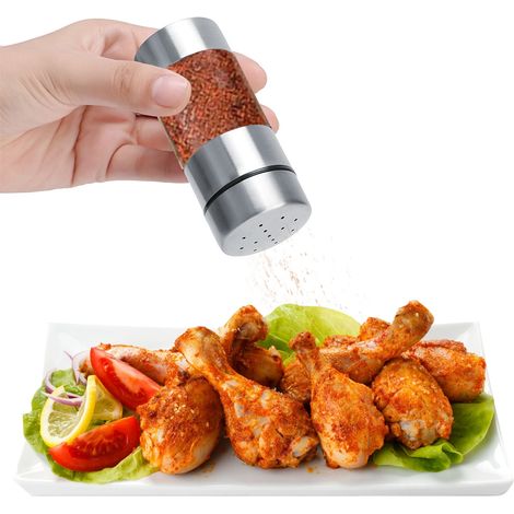 Pot à épices en acier inoxydable pour sel et poivre, idéal pour la cuisine. (1/5)