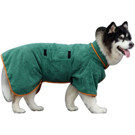BUNTHAUS Peignoir grande taille pour chien (YP6), vert - Taille M (1/5)