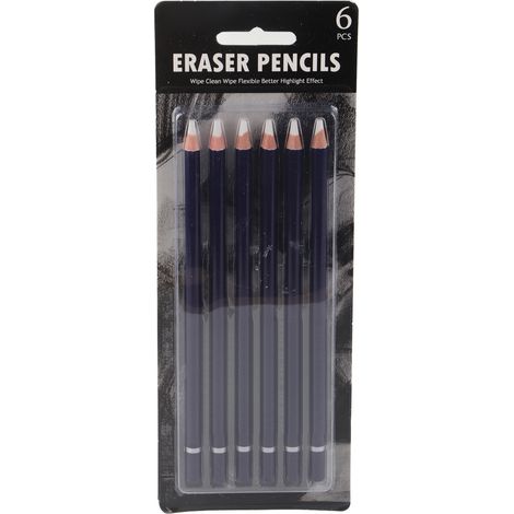 6Pcs Eraser Pencil Set Premium Wood Easy Erasion Comfortable Grip Wide Application Eraser Pen for Sketch Illustration (1/5)