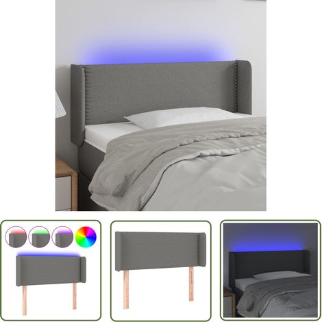 The Living Store Tête de lit à LED Gris foncé 83x16x78/88 cm Tissu - Tête De Lit Led - Tête De Lit Moderne - Têtière De Lit - Éclairage Led - Chaise Lit (1/5)