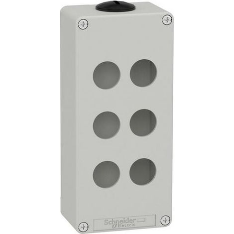 SCHNEIDER 6-Loch-Leerbox in Grau, aus strapazierfähigem Material und mit kompaktem Design.
