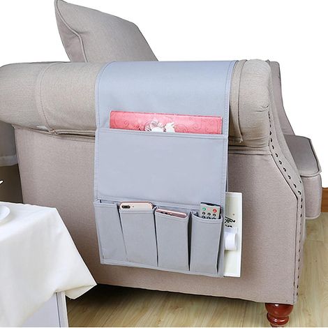 Wasserdichter Sofa-Organizer mit 6 Fächern, Armlehne und Nachttisch für Fernbedienung, Handys, Tablets, Bücher und Zeitschriften (1/5)