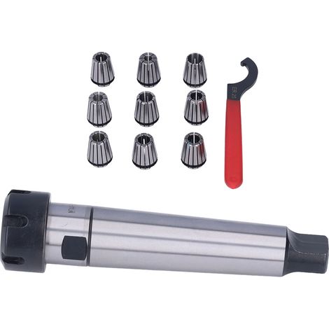 Lot de 11 outils ER25 : mandrin pince MTA4-ER25-M16, tige rallonge carbone, clé et 9 pincecs 3-16mm pour fraiseuse tour CNC (1/5)
