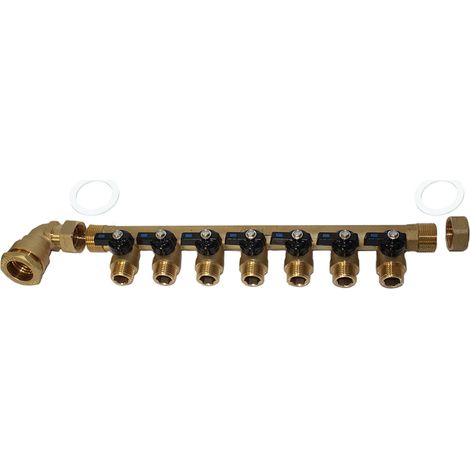 Arcanaute – Pack collecteur sanitaire eau-froide 3/4'' 7 départs mâle 1/2'' – Alimentation PEHD Ø25 – Distribution d'eau pour installations sanitaires