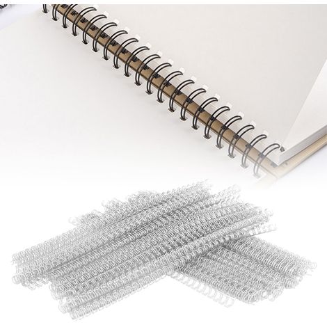 Binden von 100 A4-Blättern, Rückendurchmesser 6,4 mm, 34 Zähne, Verhältnis 3:1, Nylonbeschichtung, YO Doppelgewinde-Binderinge aus Eisen, Bindekapazität 20 Blatt, silberfarben. (1/5)