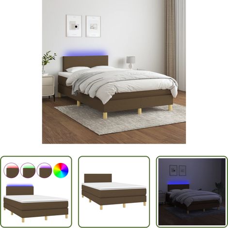 Sommier tapissier - Sommier à lattes de lit matelas et LED Marron foncé 120x200 cm (1/5)