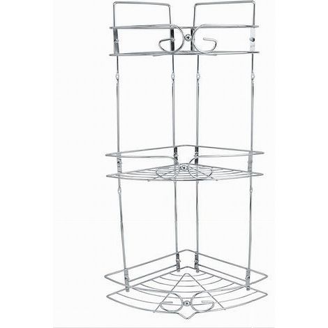 Trade Shop - Mensola Angolare Per Bagno Angoliera Doccia A 3 Livelli Ripiani In Metallo 52720 -