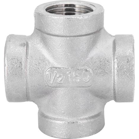 Raccord Tuyau 4 Voies - Filetage Femelle G1/2 - Acier Inoxydable - Pour Plomberie Et Gaz - 1 Pièce (1/5)