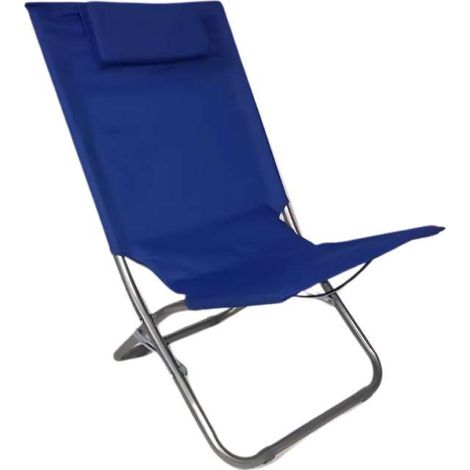 Spiaggina Resistente in Poliestere Blu con Cuscino - 63x48x75 cm