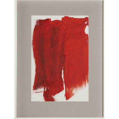 Tableau abstrait rouge et blanc sur toile encadrée moderne - Rouge abstrait sur fond blanc (1/2)