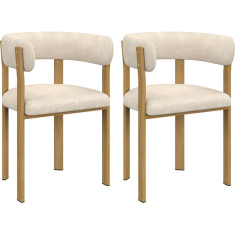 Lot de 2 chaises, fauteuils de table NELLA en tissu chenille beige pour salle à manger (1/5)