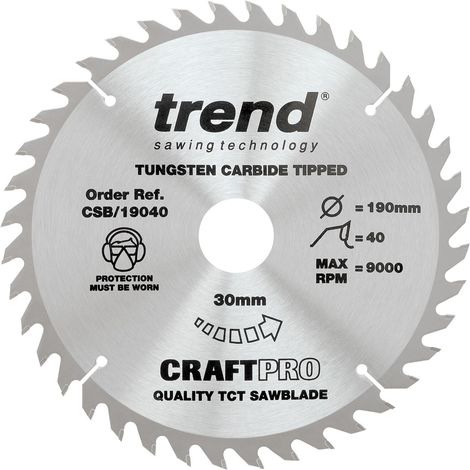 Trend CSB/19040 TCT Craft Saw Blade 190mm x 24T x 30mm (1/5)