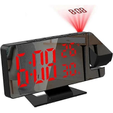 Réveil numérique à projection LED avec fonctions température, date et répétition  projecteur de plafond rouge. (1/5)