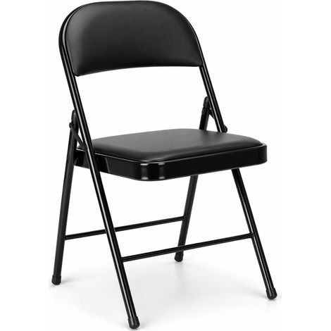 ORION91 Silla ELARA Plegable (47x45x78 cm) Metal Negro y Asiento Acolchado Piel Sintética Negra Cocina Comedor Jardín Camping  - SpazioLuzio - Pack x2 (1/5)