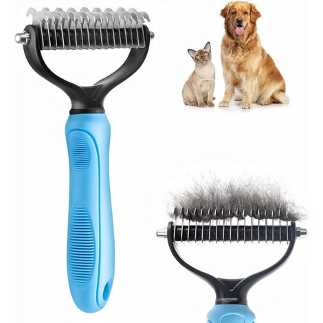 royaluxe -Outils de toilettage pour animaux de compagnie, peigne démêlant à 2 faces pour grands chiens, double couche, brosse à poils longs pour chat, poils, brosse Husky avec 26 dents (1/5)