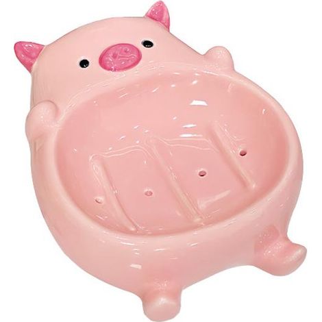 Seifenschale aus Porzellan fürs Badezimmer, niedliche rosa Schweinchenform