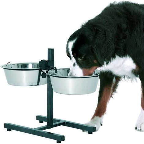 Support double gamelle pour chiens Désignation : Support T1 Type : Avec 2 gamelles