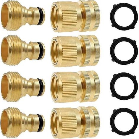 Kit di raccordo rapido per tubo da giardino – filettatura GHT da 3/4" in ottone massiccio (1/5)
