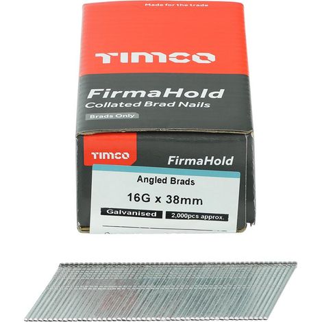 TIMCO FirmaHold Collated 16 Gauge Angled Galvanised Brad Nails - 16g x 64 (1/3)