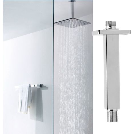 Barre de douche de plafond chromée électroplaquée de haute qualité, filetage G1/2", 15 cm, support de douche mural en acier inoxydable, bras de douche, colonne de douche (1/4)