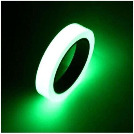 Fluorescent tape, 10 m x 1.5 cm, self-adhesive fluorescent tape, phosphorescent tape, green luminous tape, green phosphorescent tape for tre (1/4)