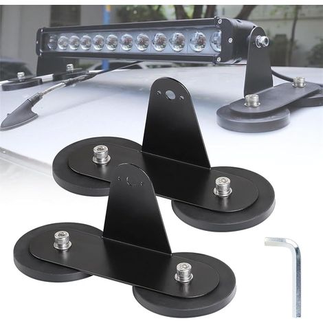 2-teilige, gummierte Magnethalterung Ø88 mm für universelle LED-Dachleuchtenleiste, starker Magnet-Saugnapf für Dach, Motorhaube, L-förmig (1/5)