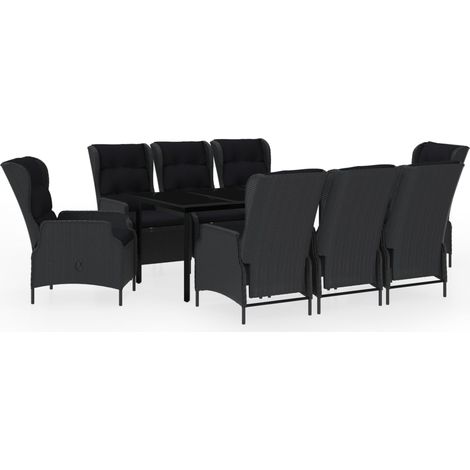 Maison Exclusive - 9-tlg. Garten-Essgruppe Dunkelgrau