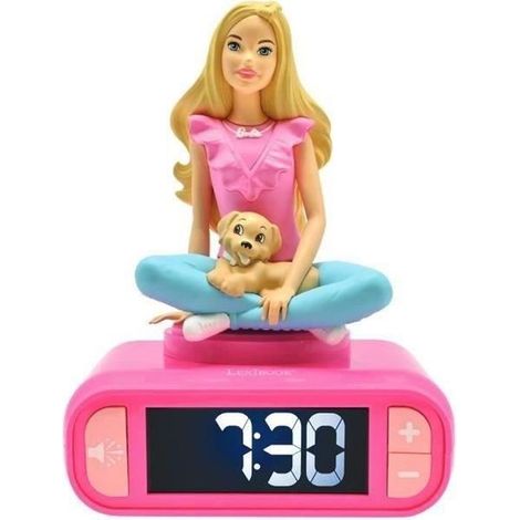 Réveil digital avec veilleuse lumineuse, Barbie en 3D, et effets sonores (1/5)