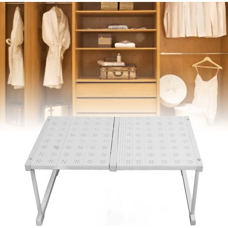 Étagère d'Organisation de Rangement pour Placard et Armoire de Cuisine, Elargissable, 42cm Largeur et 32cm Hauteur, Longueur Adjustable 47 à 68cm, Matériel Carbon Steel et Plastique, Capacité Charge M (1/5)