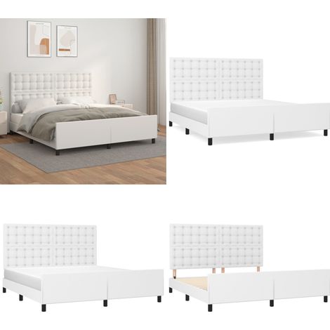 Cadre de lit avec tête de lit Blanc 180x200 cm Similicuir - cadre de lit avec tête de lit -  cadres de lit avec têtes de lit - Home & Living (1/5)