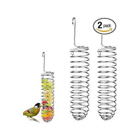 Hängender Papageienfutterspender, 2 x Papageienfutterkörbe für Vögel, Obstfutterspender aus Edelstahl, Futterzubehör für Vogelkäfige (1/5)