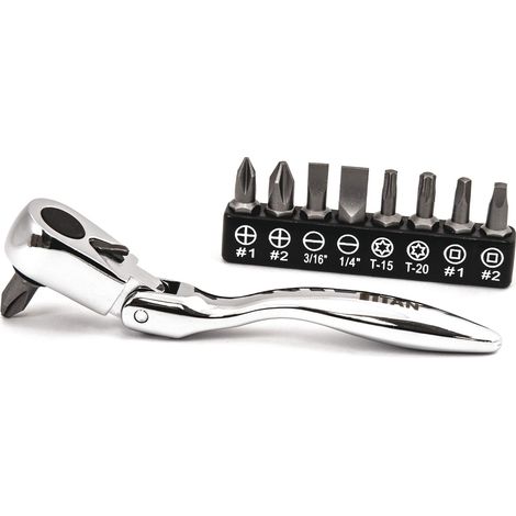 Jeu de tournevis et embouts à cliquet à tête flexible 11,4 cm (1/5)