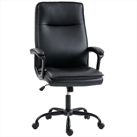 Chaise de bureau ergonomique en PU noir, dossier haut 65 cm, fonction bascule, hauteur réglable (1/5)