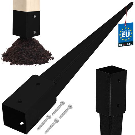 KOTARBAU® Stahlpfostenfuß-Erdanker für Pergolen und Gartenpavillons, 71 x 71 x 750 mm, Schwarz