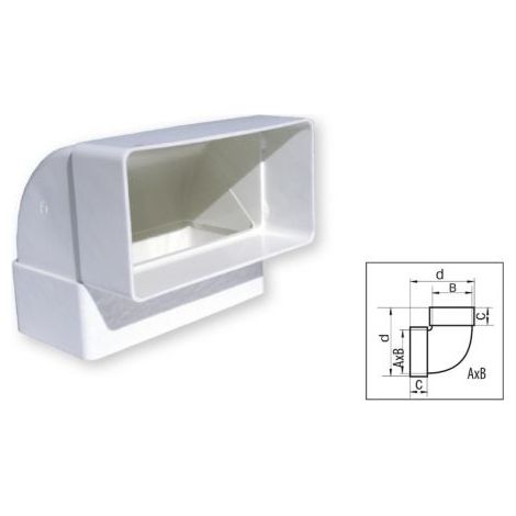 CURVA ANGOLARE RETTANGOLARE 60X120 BIANCO PER TUBI AERAZIONE CAPPA (34811)