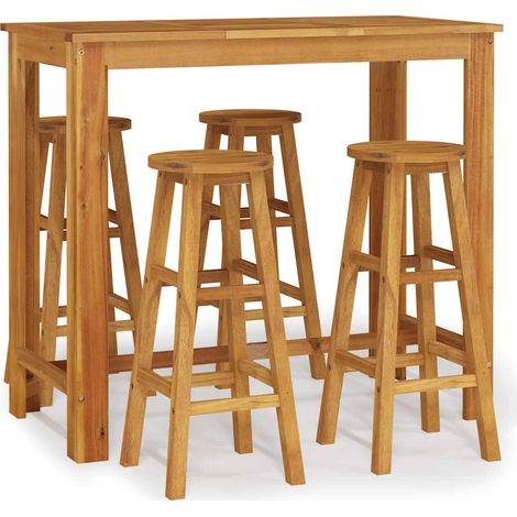 Set da Bar da Giardino 5 pz  Salotto da Giardino in Legno Massello di Acacia (1/5)
