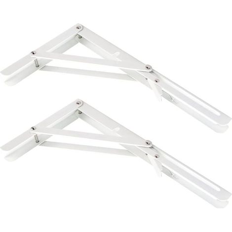 Support d'étagère pliable, support gain de place, charnière de table pliante murale, 30 cm, 2 pièces - Blanc (1/5)