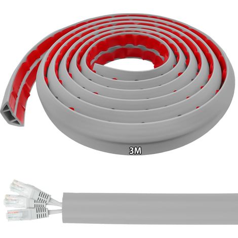 Passe Cable Sol Cache Fil Électrique Sol Auto-Adhésif 3M x 50mm Petit Canal de câble Flexible,Protection des Fil électrique,Gris (1/5)