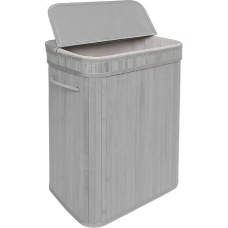 Bamboo Laundry Bin With Lid, Handles and Removable Liner (1/5)