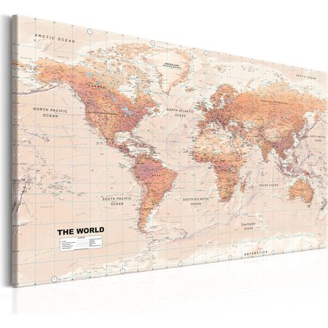 Quadro - World Map: Orange World - 120x80 (1/4)