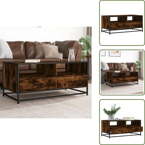 Couchtisch Räuchereiche 100x50x45 cm Holzwerkstoff und Metall - Couchtisch - Couchtische - Couchtisch Niedrig - Tisch (1/5)