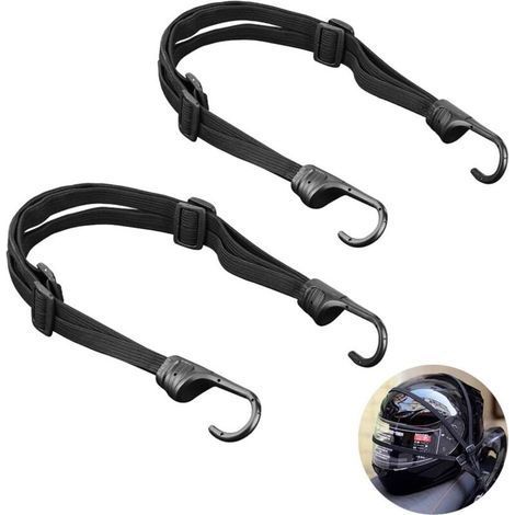 Pack de 2 sangles d'arrimage Sangles de bagage de vélo Sangles d'arrimage élastiques avec crochets Porte-bagages réglable Sangle de vélo pour casque de moto Bagage de vélo Noir-Fei Yu (1/5)