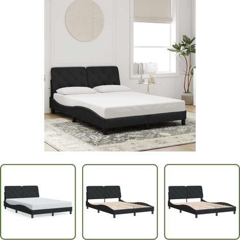 Kopfteil - Bettgestell ohne Matratze Schwarz 120x200 cm Samt (1/5)