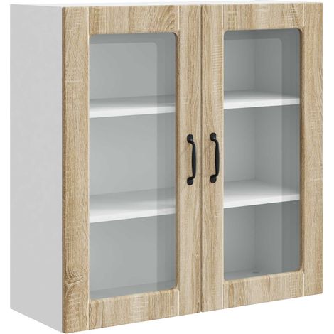Maison Exclusive - Mobile in vetro da parete PORTO Rovere Sonoma 80 x 31 x 80 cm